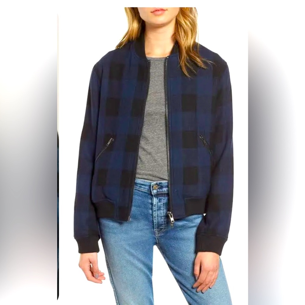 Rails Bolton Buffalo Check Bomber Jacket Wool Size Medium
